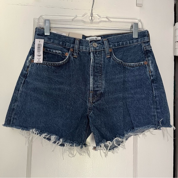 NWT Agolde Parker Long Shorts in Caution wash